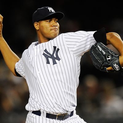 NEW YORK, NY - OCTOBER 01: Ivan Nova #47 of the New York Yankees throws a pitch against the Detroit Tigers in the third inning during Game One of the American League Division Series at Yankee Stadium on October 1, 2011 in the Bronx borough of New York City. (Photo by Patrick McDermott/Getty Images)