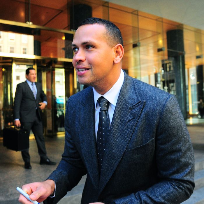 American baseball star Alex Rodriguez is seen outside MLB Offices on October 2, 2013 in New York City. 