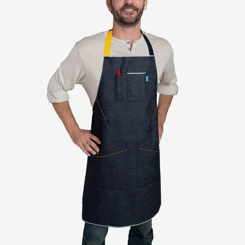 Chefs Apron Kitchen Cooking Baking Butchers Catering Front Pocket Striped Aprons 