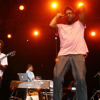  Kyp Malone and Tunde Adebimpe of TV On The Radio performs during day one of San Diego Street Scene festival on September 19, 2008 in the East Village in San Diego, California. 