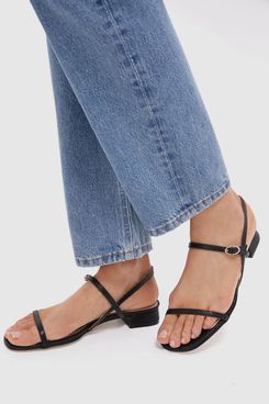 Tuckernuck Black Embossed Leather Evelyn Sandals