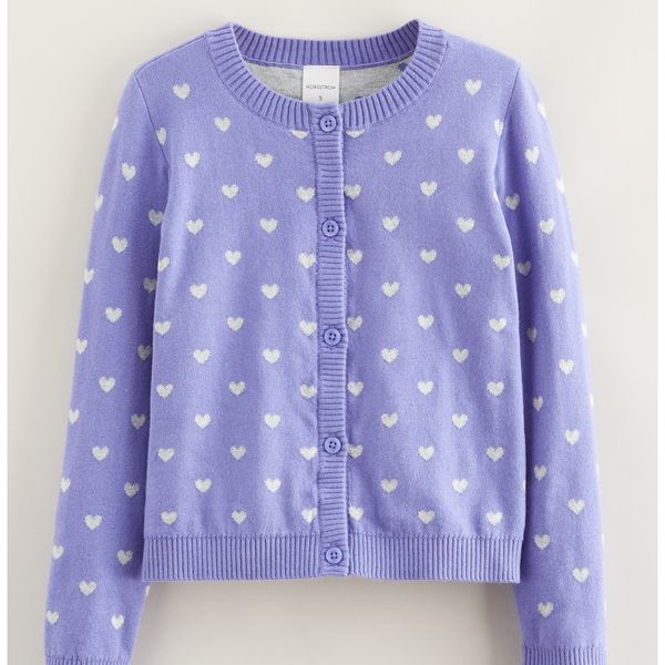 Nordstrom Kids' Heart Jacquard Cotton Cardigan