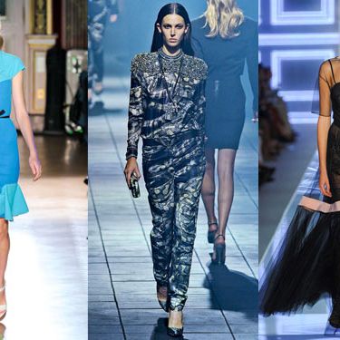 From left: new spring looks from Roland Mouret, Lanvin, and Christian Dior.