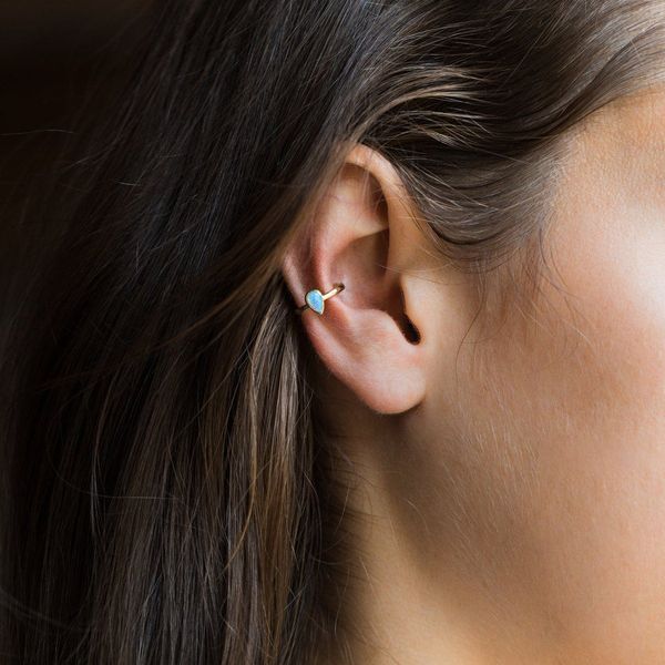 Melinda Maria Nolan Ear Cuff in Gold with Blue Opal