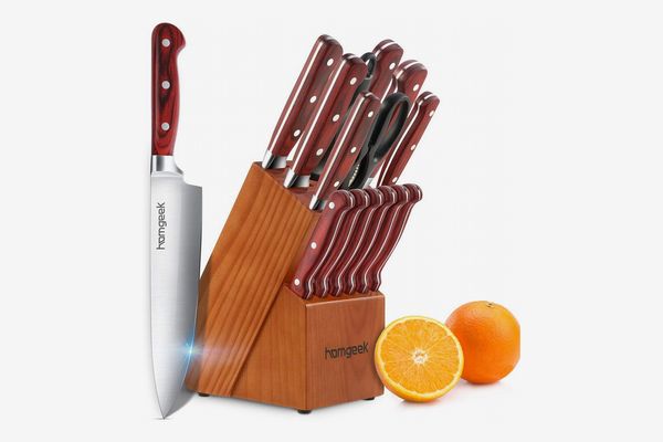 Homegeek 15-Piece Kitchen Knife Block Set