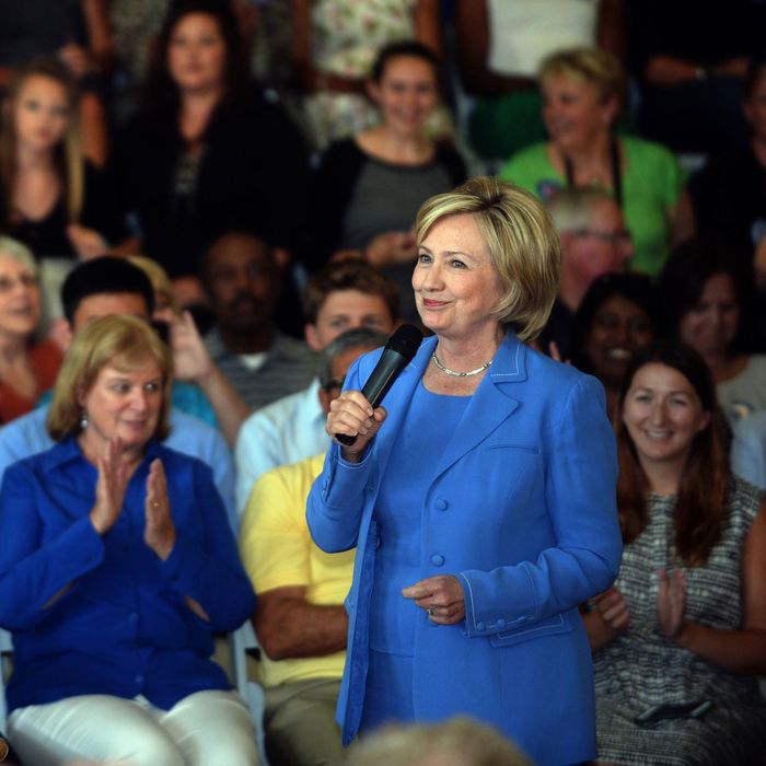 Hillary Clinton Discusses Economic Plan At New Hampshire Campaign Events