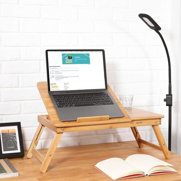HOMIDEC Writing Computer Desk Laptop Table with Storage Bag and Headphone Hook,Modern Simple Style Desks for Bedroom Home 100x60x75cm Office Office Work Desk for student and worker 