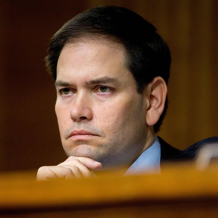 Senator Marco Rubio, a Republican from Florida, listens during a Senate Foreign Relations Committee in Washington, D.C., U.S., on Wednesday, March 11, 2015.