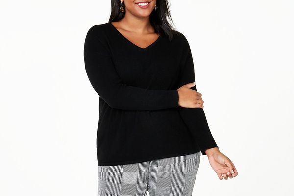 Charter Club Plus Size Cashmere Double V-Neck Sweater