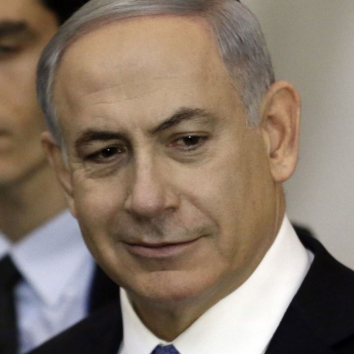 Israeli Prime Minister Benjamin Netanyahu on March 18, 2015, at the Wailing Wall in Jerusalem following his party Likud's victory in Israel's general election.