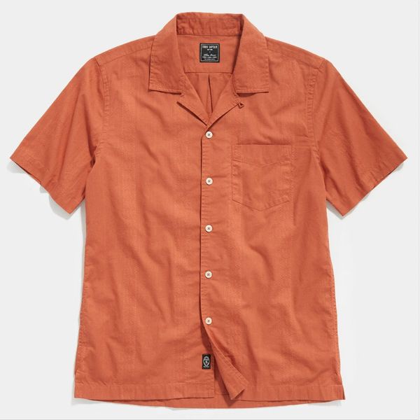 Todd Snyder Jacquard Camp Collar Shirt - Rust