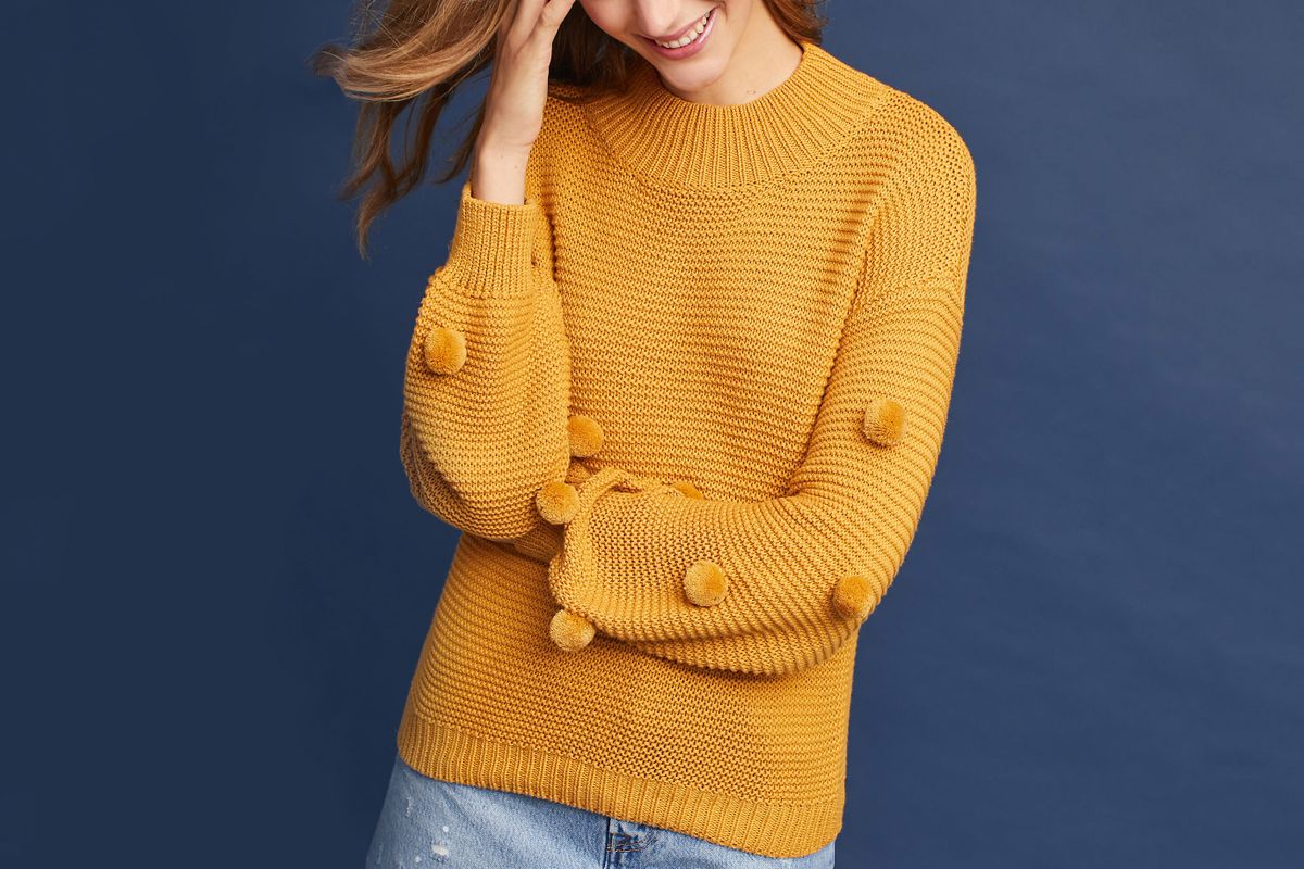 anthropologie pom pom sweater