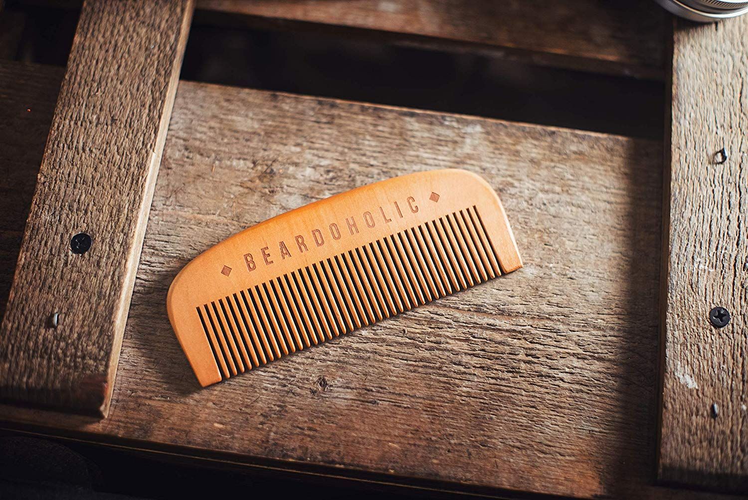 Kingsley PEARWOOD DOUBLE SIDED BEARD & MUSTACHE COMB with Black Pocket Case 