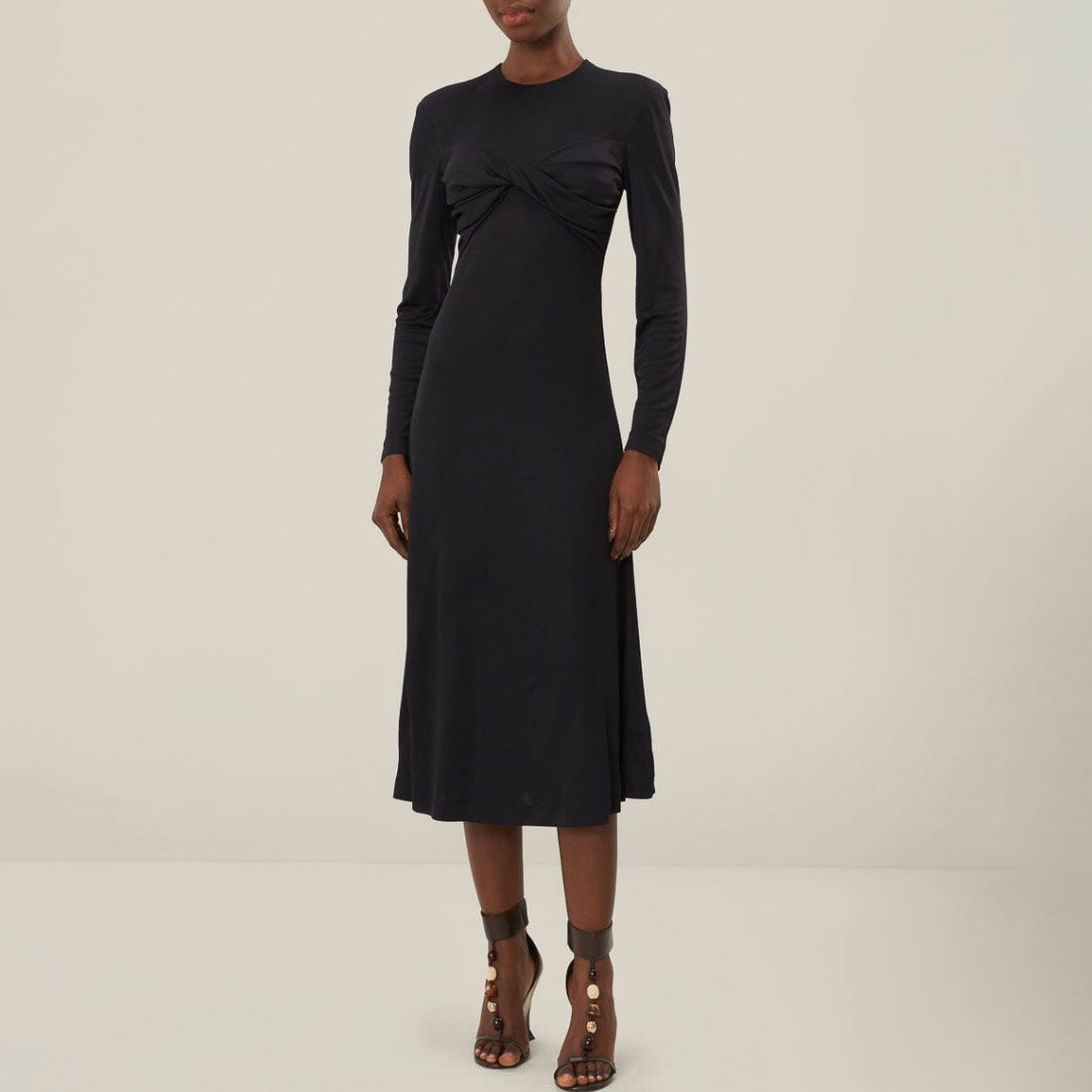 Farm Rio Black Twisted Cup Midi Dress