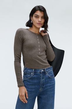 Everlane The Pima Micro Rib Long-Sleeve Henley