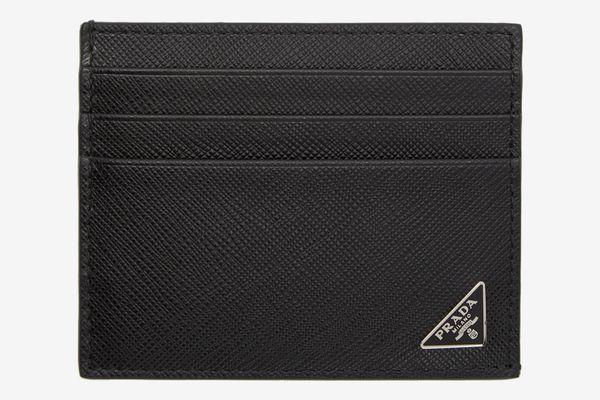 PradaBlack Saffiano Triangle Card Holder