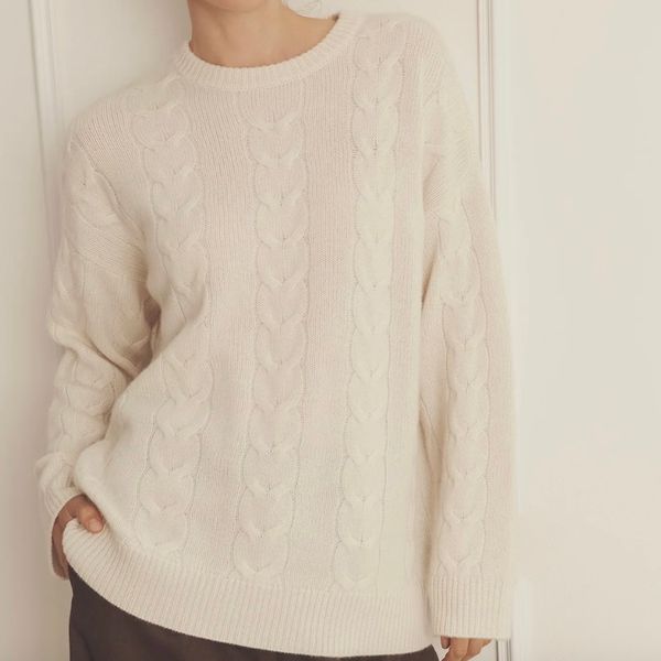 Naadam Luxe Cashmere Cable Crewneck