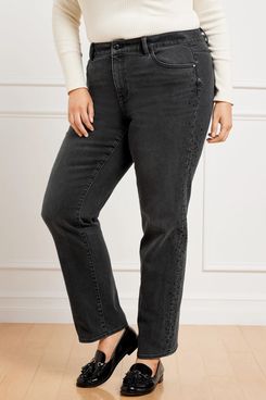 Talbots Embellished High Waist Relaxed Jeans