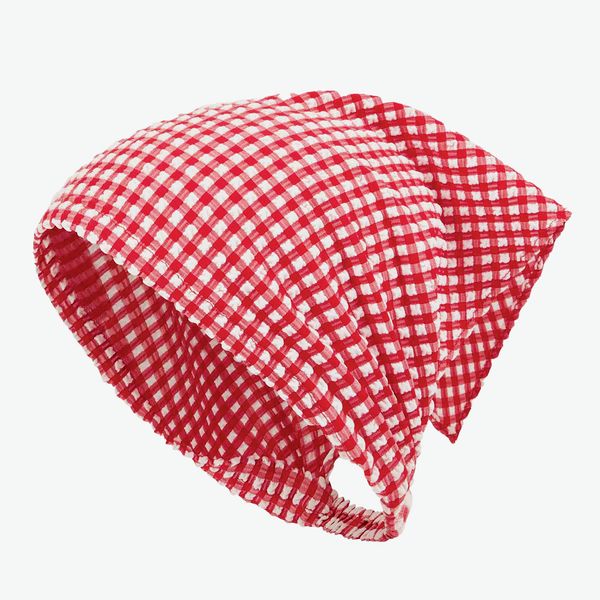 Hunza G Gingham Seersucker Headscarf (Red Gingham)