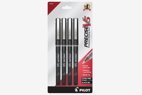 Pilot Precise V5 Stick Rolling Ball Pens, Extra Fine Point, 4-Pack, Black Ink