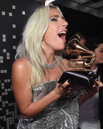 Lady Gaga and her Grammy.