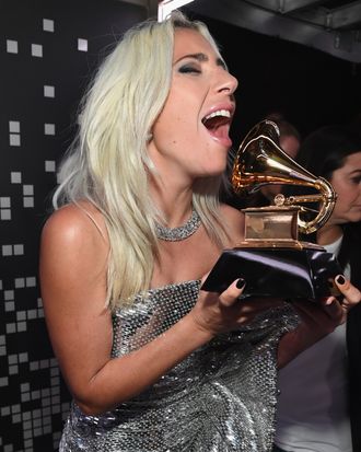 Lady Gaga and her Grammy.