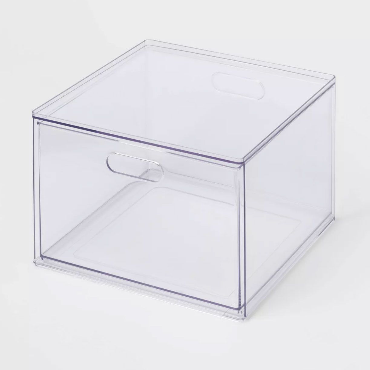 6pk Small Stackable Bins Front Opening Clear Plastic - Brightroom