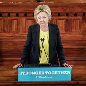 Democratic Presidential candidate Hillary Clinton speaks on race relations and policing at the Old State House July 13, 2016 in Springfield, Illinois. 