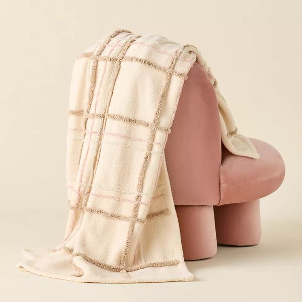 Urban Outfitters Plaid Cozy Fleece Throw Blanket