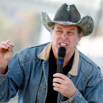 Musician Ted Nugent speaks Republican John Raese speaks supporters during a rally for his U.S. Senate campaign October 30, 2010 in Charleston, West Virginia. Raese and West Virginia Gov. Joe Manchin, a Democrat, are embroiled in a hotly-contested race for the seat vacated following the death of Robert C. Byrd.