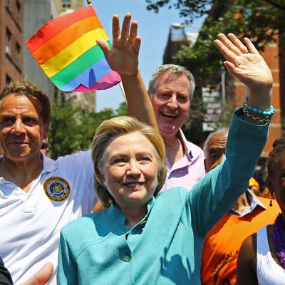 Hillary Clinton marches in New York's pride parade.
