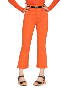 Swedish Hasbeens Short Boot Cut Denim Pants, Orange