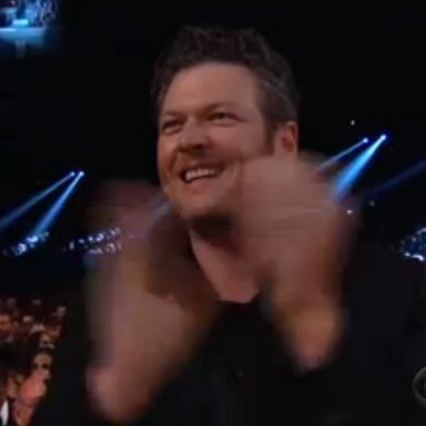 Quiz: Who is Blake proud of in this picture: Miranda Lambert or Adam Levine?