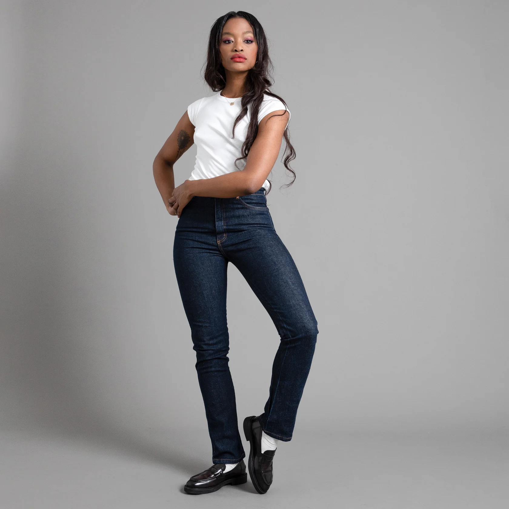 Buy DOLCE CRUDO Navy Women's Regular Fit Girl At Work Denim Jeans Navy Blue  | Shoppers Stop