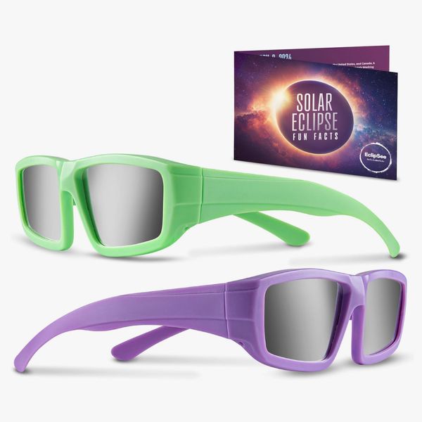 Gafas de eclipse solar, gafas de visualización de eclipse solar de plástico aprobadas, gafas de eclipse solar con certificación CE e ISO, gafas de sol de eclipse solar para niños y adultos, coloridas, paquete de 2 gafas solares
