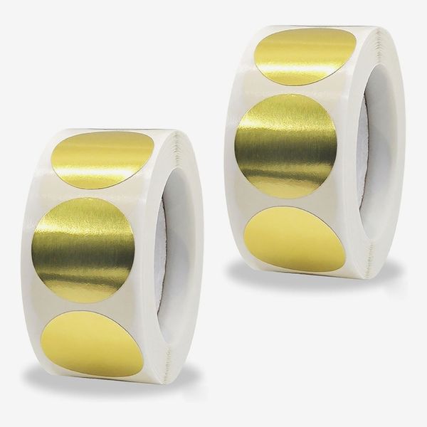 1 Inch Gold Dot Labels for Color Coding Round Envelope Seal Stickers 500 Per Roll (2 Rolls)