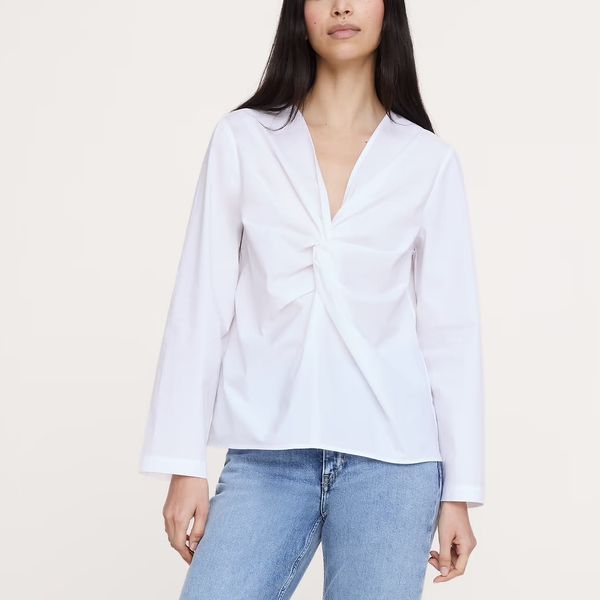 Banana Republic Cotton Poplin Twist-Front Top