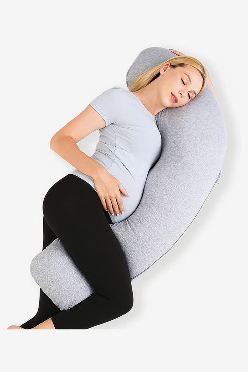 Support for Back Pregnancy Pillow Hips Belly for Pregnant Women Legs Light Blue U-Shape Full Body Pillow and Maternity Support with Detachable Extension 