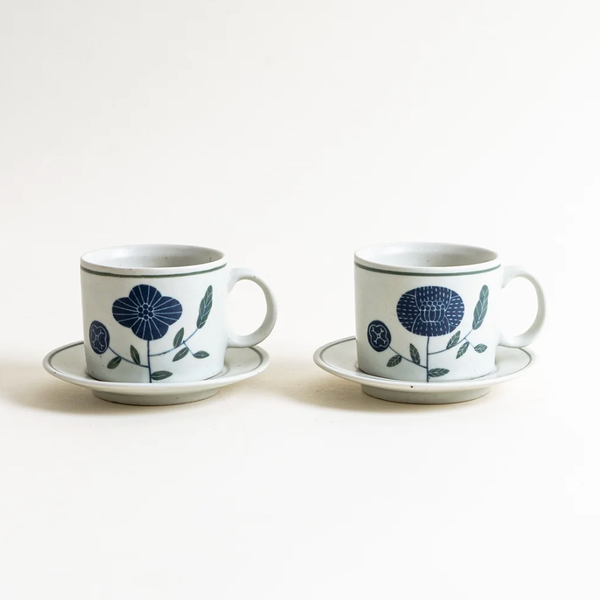 Yeogi-Damki Hand Painted Mug + Saucer Set