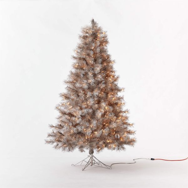 CB2 Faux Warm Silver Pine LED Christmas Tree - 7.5'