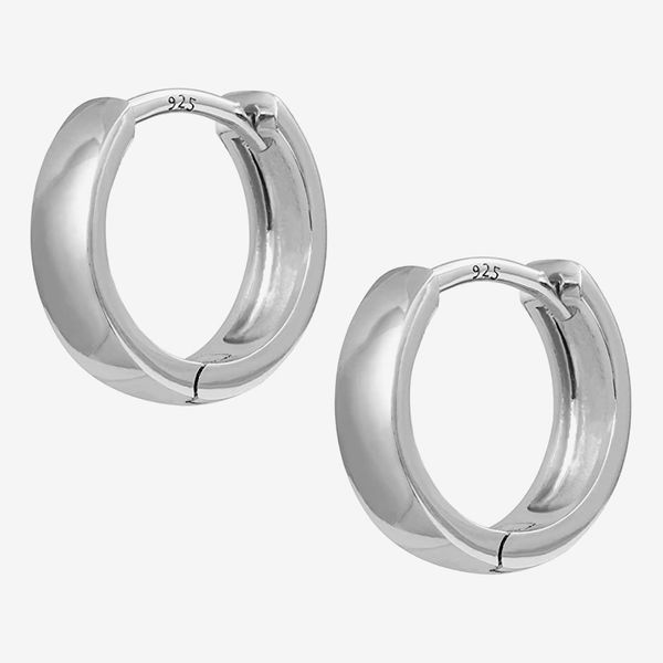 Pavoi 14K White-Gold-Plated Sterling-Silver Post Huggie Earrings