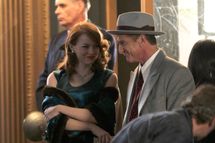 Emma Stone and Sean Penn film scenes for 'Gangster Squad' in Downtown Los Angeles. Emma was dressed in a floor length green gown as she and Penn exited a car and entered a building surrounded by waiting members of the press. 
<P>
Pictured: Emma Stone and Sean Penn
<P>
<B>Ref: SPL331608  031111  </B><BR/>
Picture by: Splash News<BR/>
</P><P>
<B>Splash News and Pictures</B><BR/>
Los Angeles:	310-821-2666<BR/>
New York:	212-619-2666<BR/>
London:	870-934-2666<BR/>
photodesk@splashnews.com<BR/>
</P>