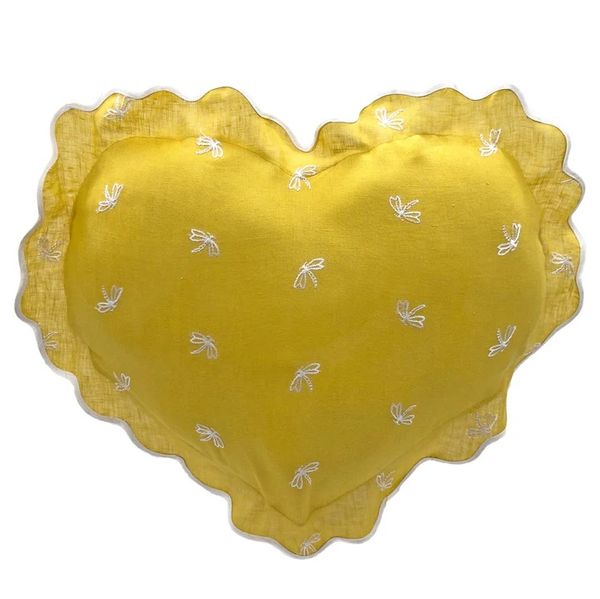 Tina Chen Design Heart Pillow Secret Garden in Citron