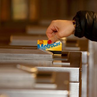 A person swipes a metrocard in New York subway station on January 13, 2014.