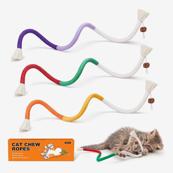 Potaroma Cat Toys Chew Ropes 3Pcs with Refillable Natural Catnip