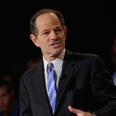 Eliot Spitzer speaks during the Dish Network War Of The Words at Hammerstein Ballroom on September 13, 2012 in New York City.