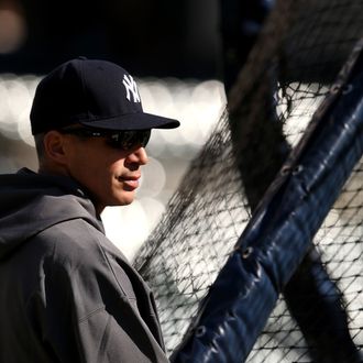 DETROIT, MI - OCTOBER 18: Manager Joe Girardi of the New York Yankees looks on during batting practice against the Detroit Tigers during game four of the American League Championship Series at Comerica Park on October 18, 2012 in Detroit, Michigan. (Photo by Jonathan Daniel/Getty Images)