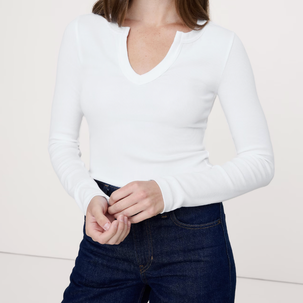 Banana Republic Ribbed Split-Neck T-Shirt