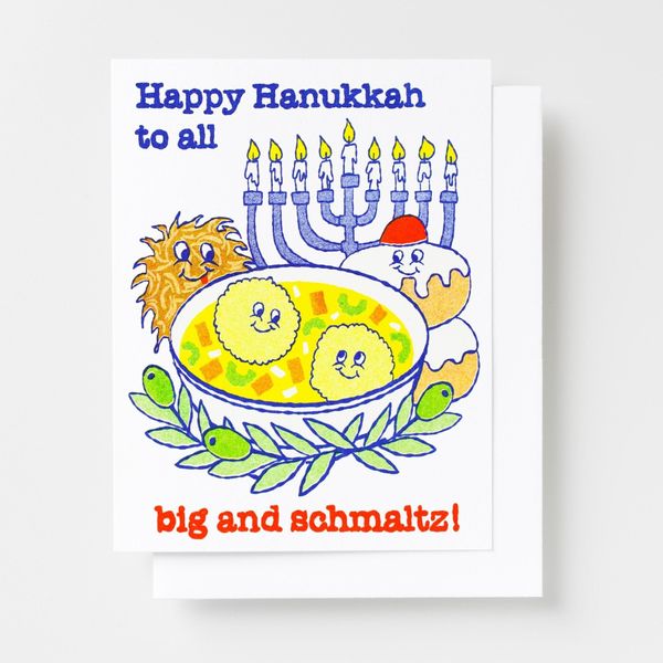 Yellow Owl Workshop Happy Hanukkah to All Big & Schmaltz Risograph Card