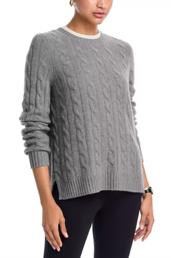 C by Bloomingdale’s Cashmere Cable-Knit Crewneck Sweater